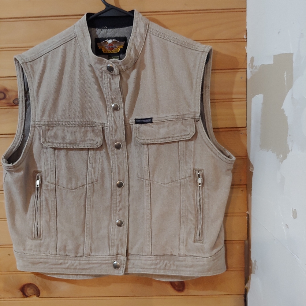 Vintage 90s Harley-Davidson Women's Tan Vest-Large